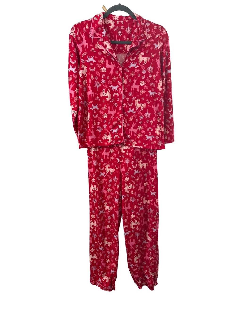 Holiday Time Girls XL 14-16 Christmas Unicorn Reindeer Pajama Set NWOT